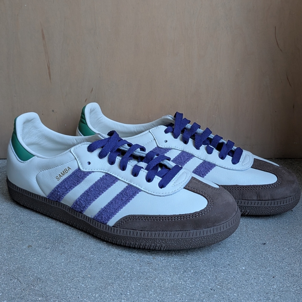 ❤ BNWOT Adidas Samba OG Off-White, Brown, Green, Collegiate Purple Women's Sz 9